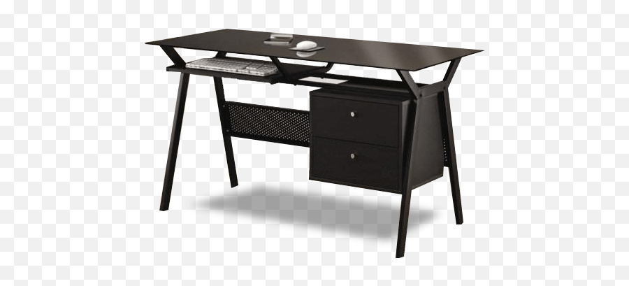 Desks Metal And Glass Computer Desk With Two Storage Drawers - Glass Computer Desk With Drawers Png,Desk Png