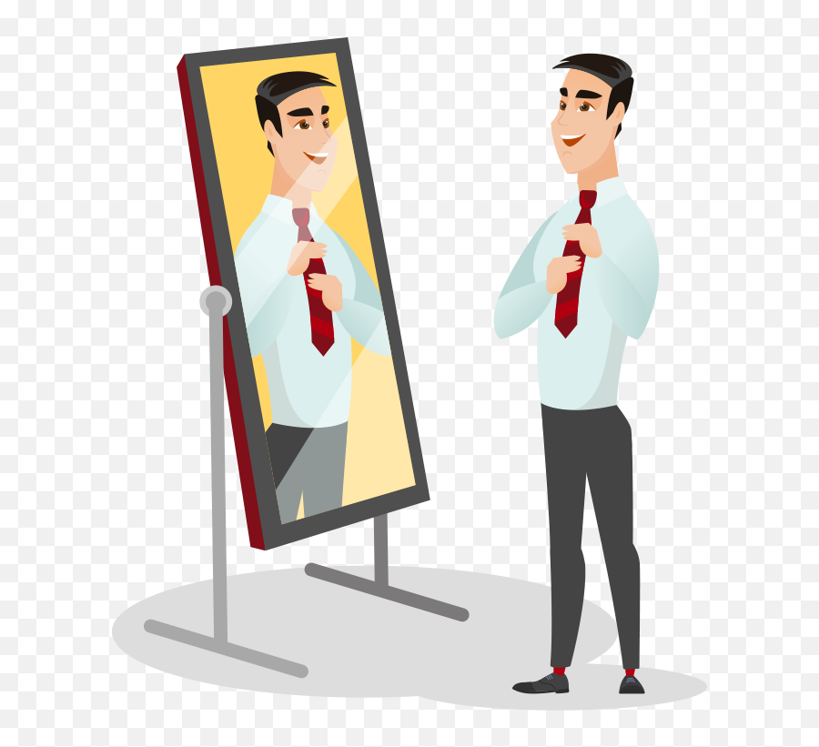 Man Looking In Mirror Illistration - Person Looking In The Mirror Png,Person Looking Png