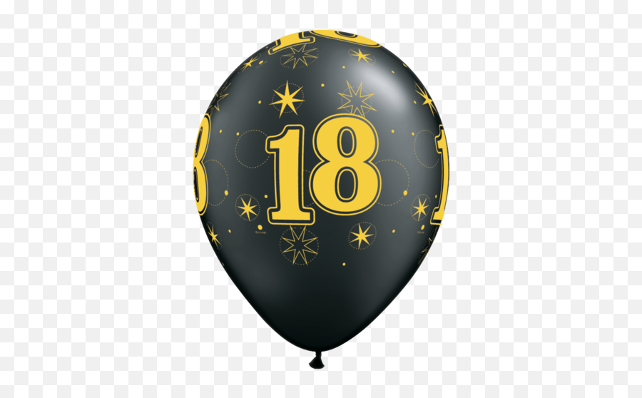 Download 18 Gold Oxy Black - Happy Birthday Balloon Png 13th Birthday Balloons Boy,Black Balloon Png