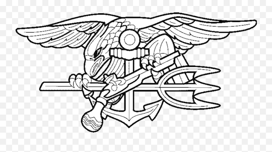 Navy Seals Logo Drawing Transparent Png - Navy Seal Trident Outline,Navy Seal Png