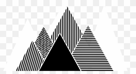 Black And White Stripy Mountains Illustration Wall Art Png