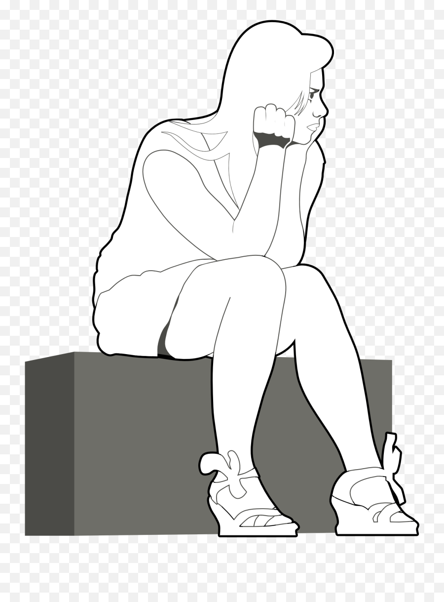 Drawing Of Lonely Sitting Girl Free Image - Girl Waiting Png,Girl Drawing Png