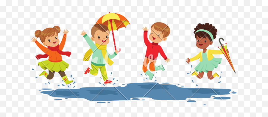 Png Cute Smiling Little Kids Jumping - Splashing In Puddles Cartoon,Water  Puddle Png - free transparent png images 