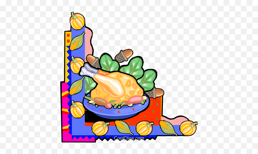 Thanksgiving Dinner Royalty Free Vector Clip Art - Chicken Dinner Clip Art Png,Thanksgiving Dinner Png