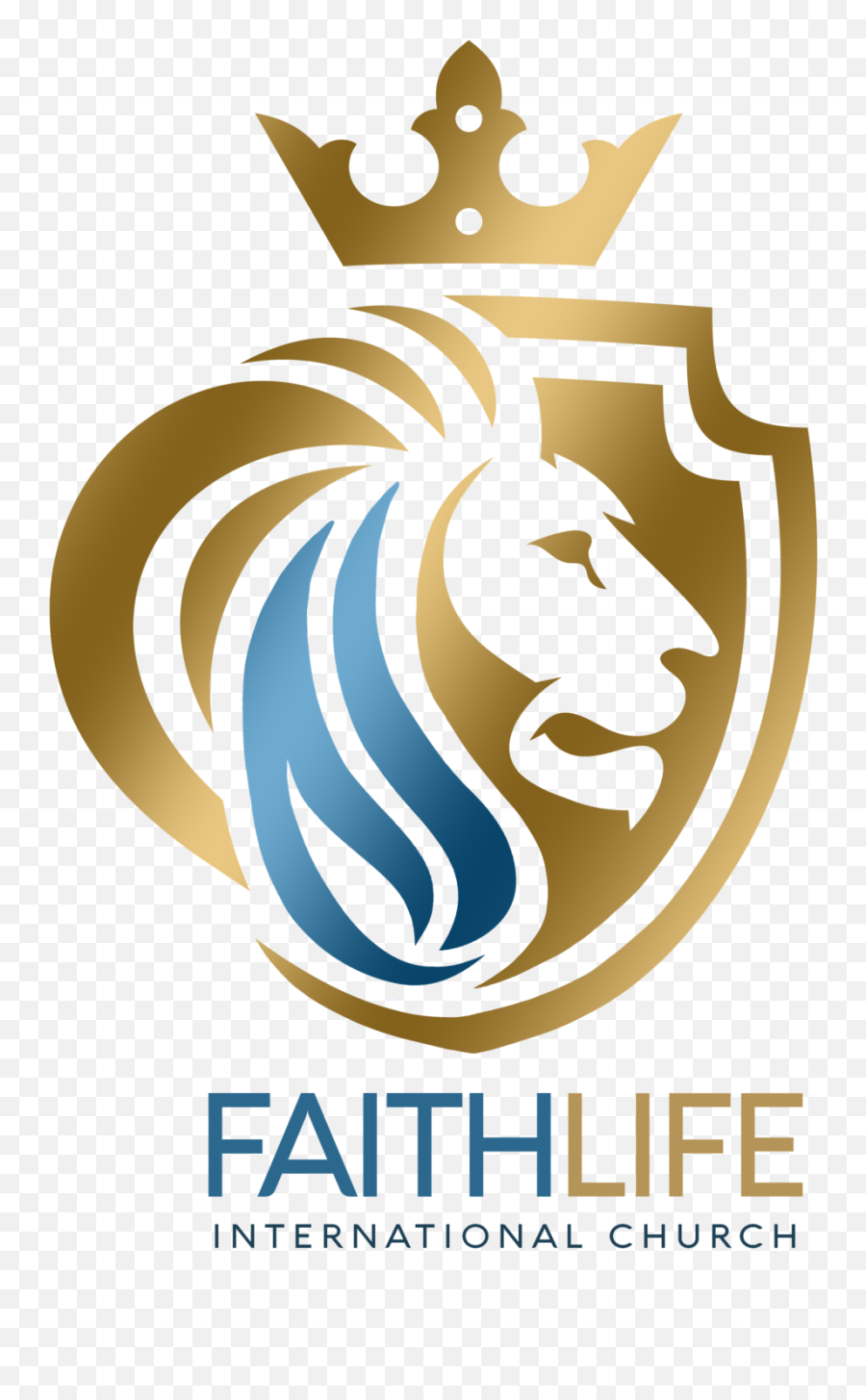 Flic Lion Side Logo Blue Gold U2013 Faith Life International Church - Tarn Taran Pb 46 Wala Png,Gold Logo