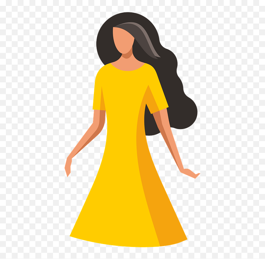 Woman In Yellow Dress Clipart Free Download Transparent - Lady With Dress Clipart Png,Woman In Dress Png
