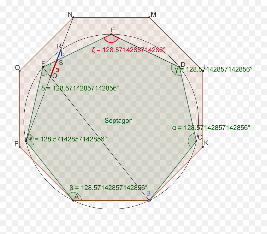 Novel Golden Ratio Construction With Octagon U0026 Heptagon - Diagram Png,Golden Ratio Png