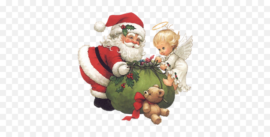 Cute Santa And Angels - Santa Angel Clipart Png,Christmas Angel Png