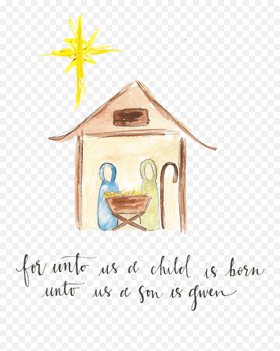 Download Little Langs Nativity Scripture - Nativity Scene Water Color Manger Scene Clip Art Png,Scripture Png