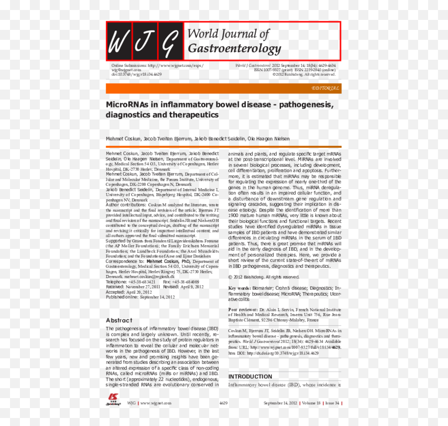 Pdf Micrornas In Inflammatory Bowel Disease - Pathogenesis Document Png,Joe Servin Icon