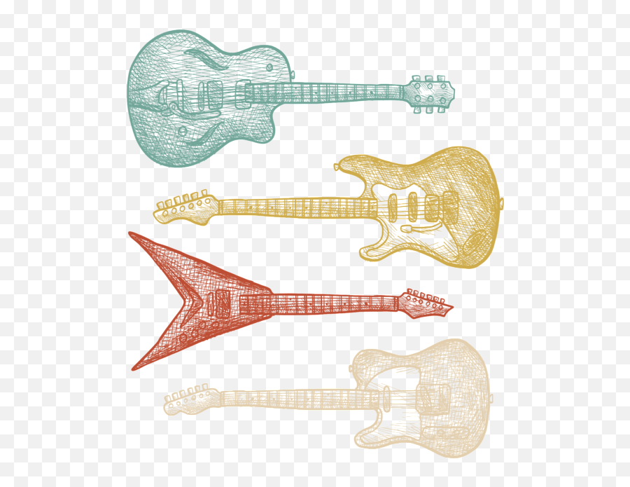 Distressed Vintage Electric Guitars Graphic Retro Bass - Girly Png,Vintage Icon Guitars