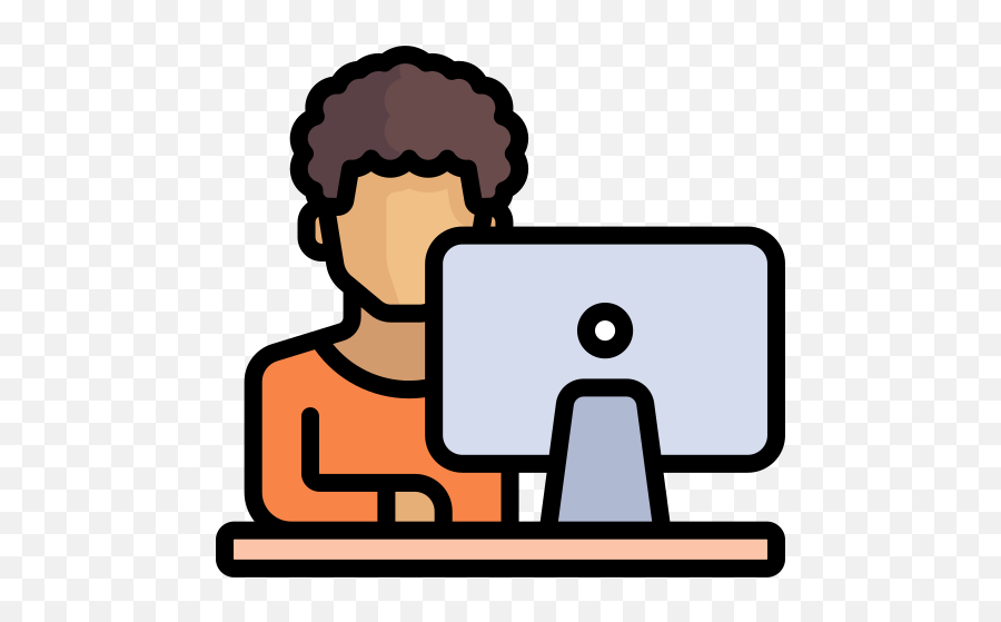 Student Work Office Desk Space Computer Working - Student With Computer Icon Png,Free Help Desk Icon