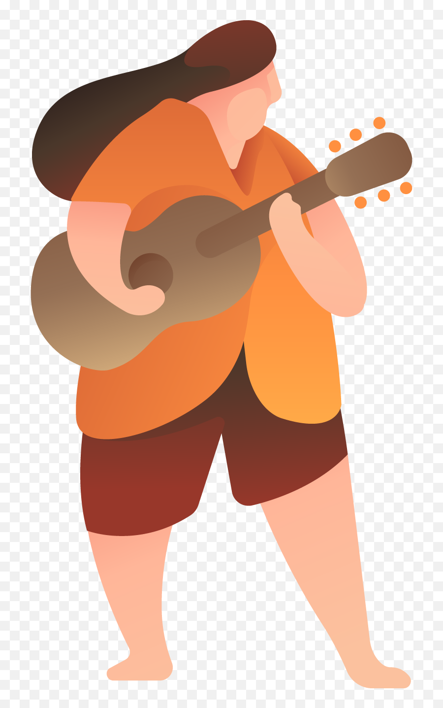 Cartoon Guitar Png - Clip Art Library Illustration People Flat Design,Cartoon Guitar Png