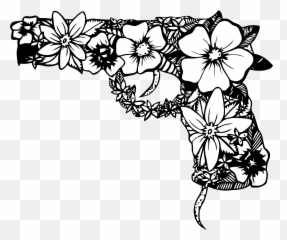 Download Pin By Leah Paul - Gun Tattoo Flower And Gun Drawing Png,Tattoo Gun Png