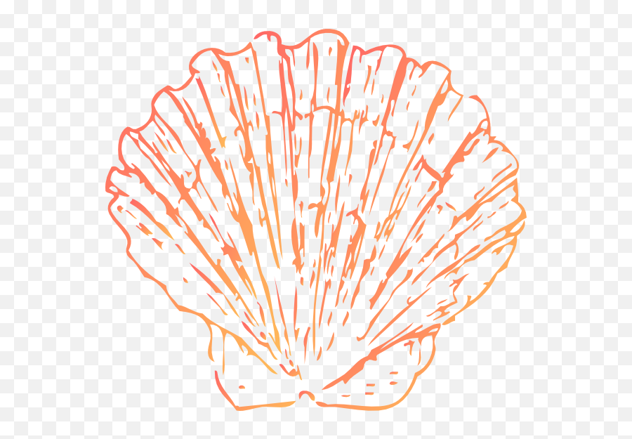 Fan Shell Dark Clip Art - Coral Sea Shell Clip Art Png,Seashell Clipart Png