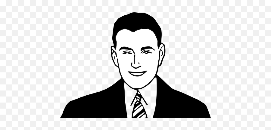 Smiling Businessman Vector Public Domain Vectors - Face Man Clipart Black And White Png,Happy Man Icon
