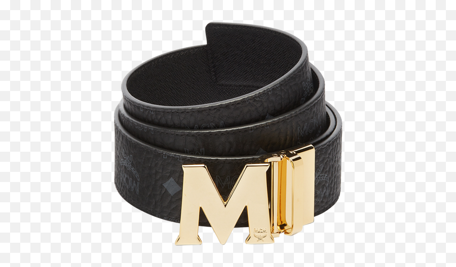 One Size Claus Reversible Belt 175 In Visetos Black - Black Real Mcm Belt Png,Belt Transparent Background