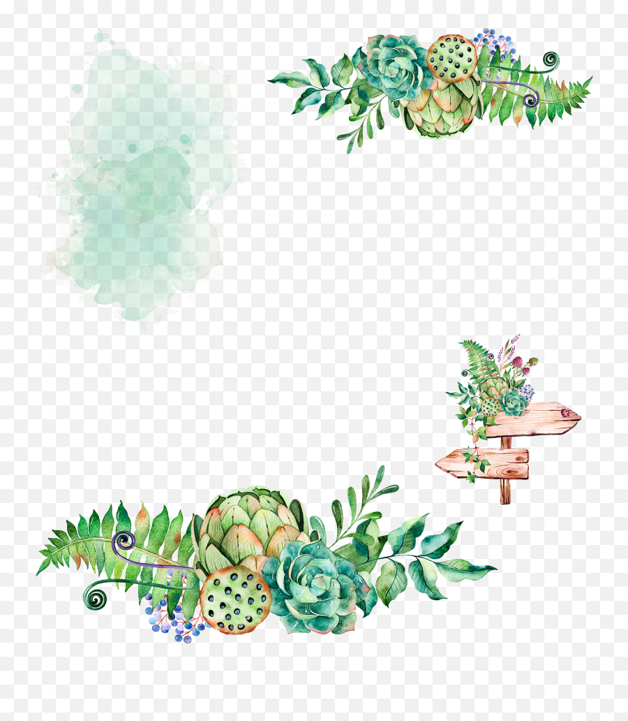 Plant Watercolor Painting Cactaceae - Watercolor Border Succulent Png,Succulent Png