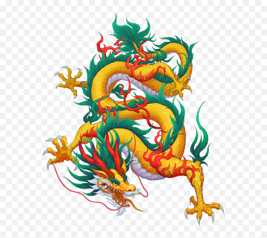 China Dragon Yellow Decorative Pattern - Red And Green Chinese Dragon Png,Chinese Dragon Png