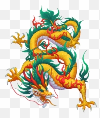 China Dragon Yellow Decorative Pattern - Red And Green Chinese png