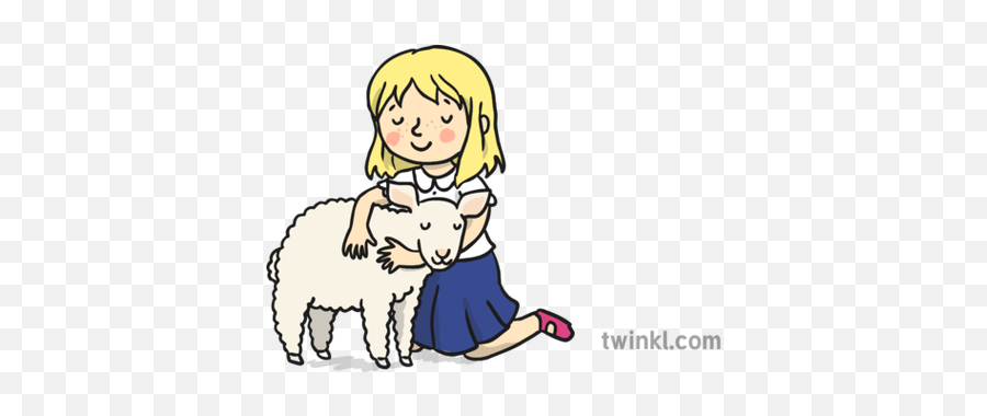 4mary Loves The Lamb Illustration - Twinkl Mary And Lamb Png,Lamb Png