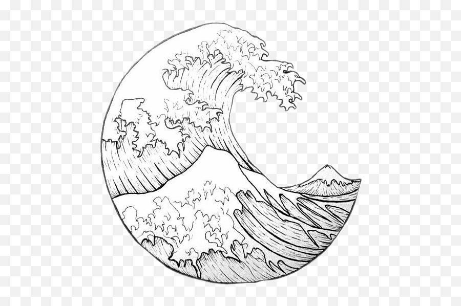 Surf Blue Azul Ola Wave Tumblr Whatsapp - Great Wave Off Kanagawa Drawing Png,Wave Emoji Png
