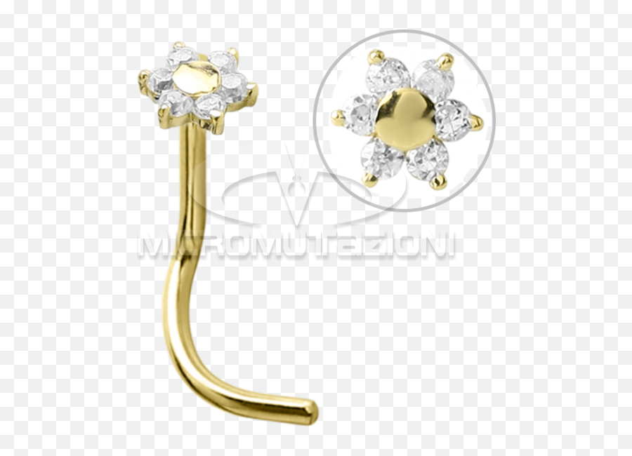18k Gold Flower Nose Stud With Cubic Zirconia - Nose Earrings Png,Nose Piercing Png