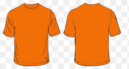 T Shirt Png - Orange Clipart Tshirt Round Neck Shirt Front And Back Png