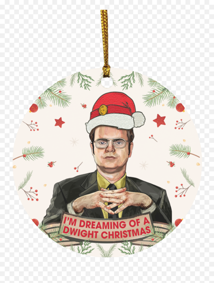 Funny Dwight Schrute Iu0027m Dreaming Of A Christmas Holiday Flat Circle Ornament Keepsake - Dwight Schrute Transparent Background Png,Dwight Schrute Transparent