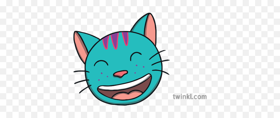 Cheshire Cat Feline Animal Face Ks1 Eyfs Illustration - Twinkl Frog Spitting Out Water Png,Cheshire Cat Smile Png