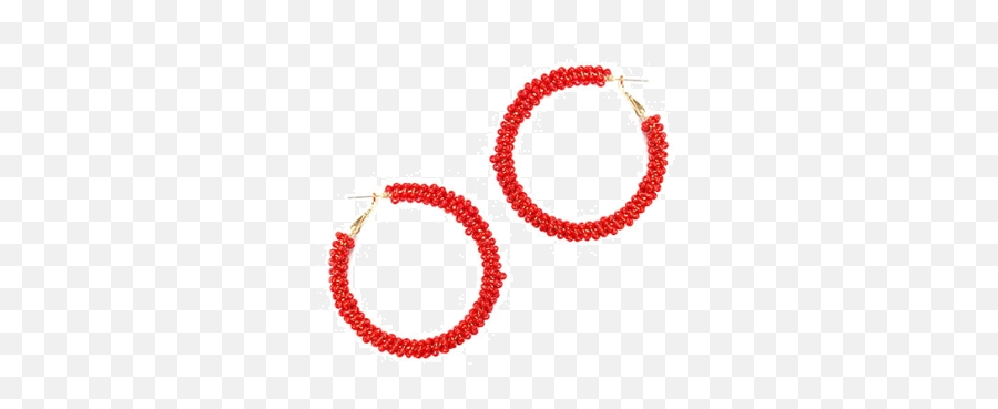Red Bead Hoop Earrings - Red Beaded Hoop Earrings Png,Hoop Earrings Png