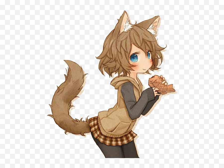 Anime Cat Girl Brown Clipart - Brown Hair Catgirl Anime Png,Anime Cat Png