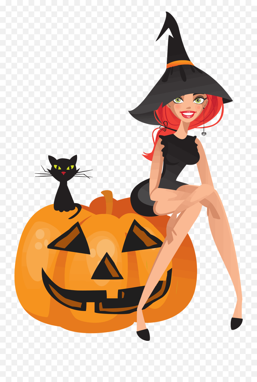 Cute Witch Sitting - Hexe Mit Halloween Kürbis Png,Cute Witch Icon
