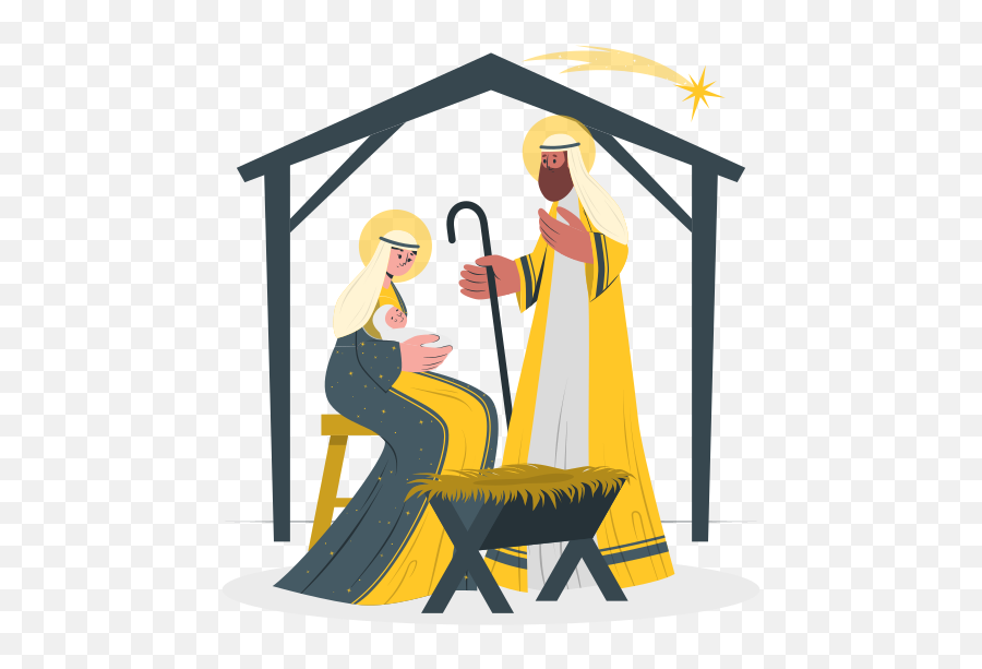 Nativity Customizable Semi Flat Illustrations Pana Style - Religion Png,Icon Of Nativity