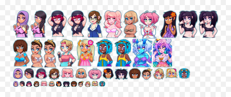 Pc Computer - Huniepop 2 Double Date Girl Heads And Huniepop 2 Head Sprites Png,Furaffinity Text Icon