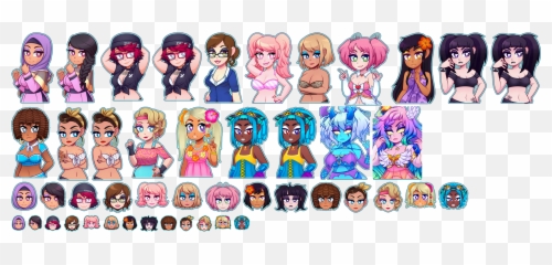 Pc Computer - Huniepop 2 Double Date Girl Heads and Sprites png