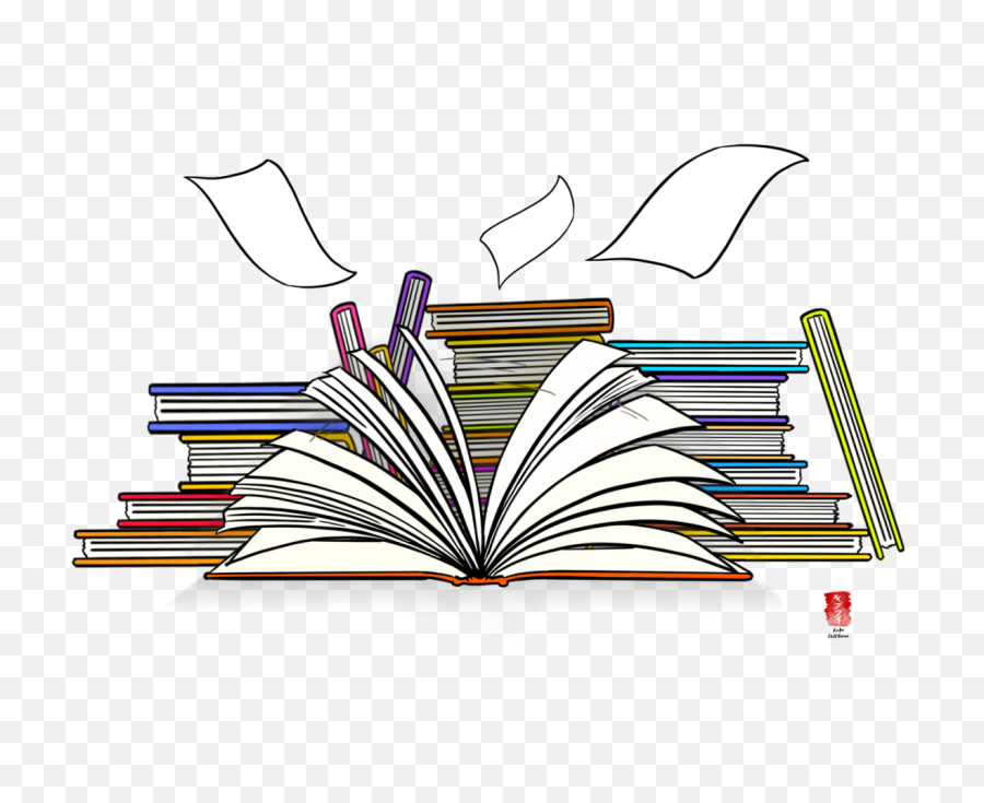 Download Hd Illustration Shows Many - Many Books Png,Opened Book Png