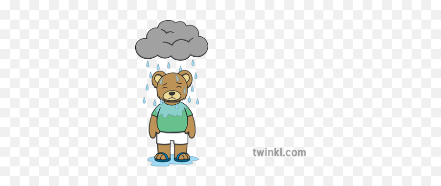 Toby The Teddy Bear With Rain Cloud No Background Soft Toy - Cartoon Png,Rain Transparent Background