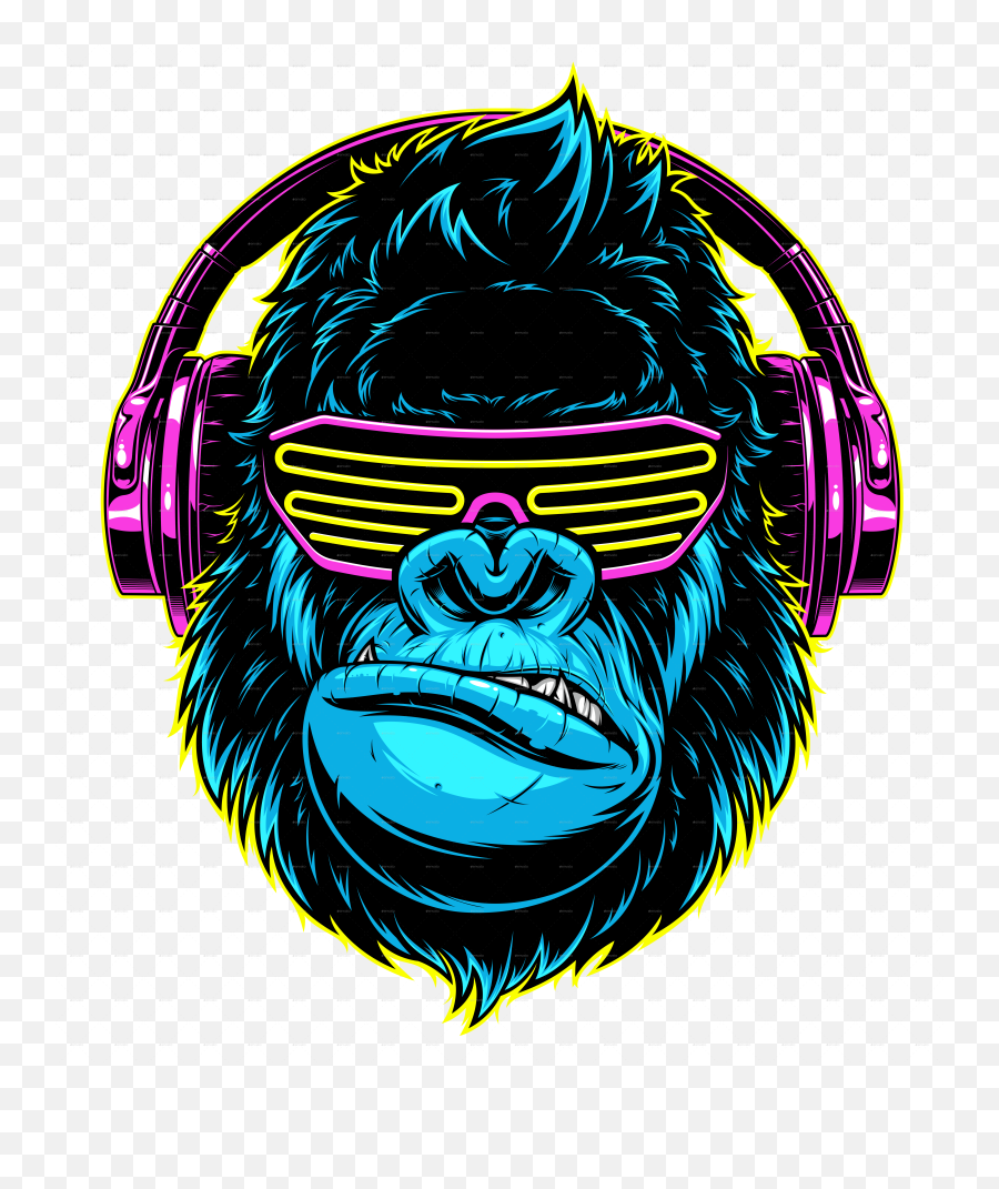Gorilla With Headphones - Gorilla With Headphones Png,Gorilla Transparent Background