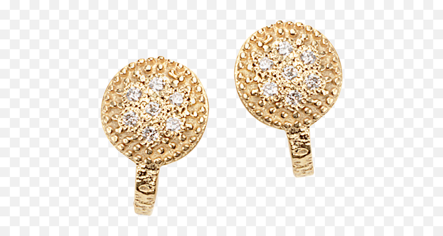 Thewa Hoop Earrings With Pave Diamond Circle - Solid Png,Hoop Earrings Png