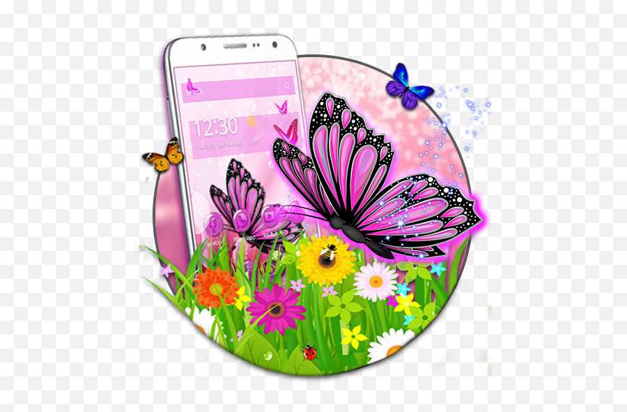 Amazoncom Pink Purple Butterfly Flower 2d Theme Appstore - Smartphone Png,Butterfly Emoji Png