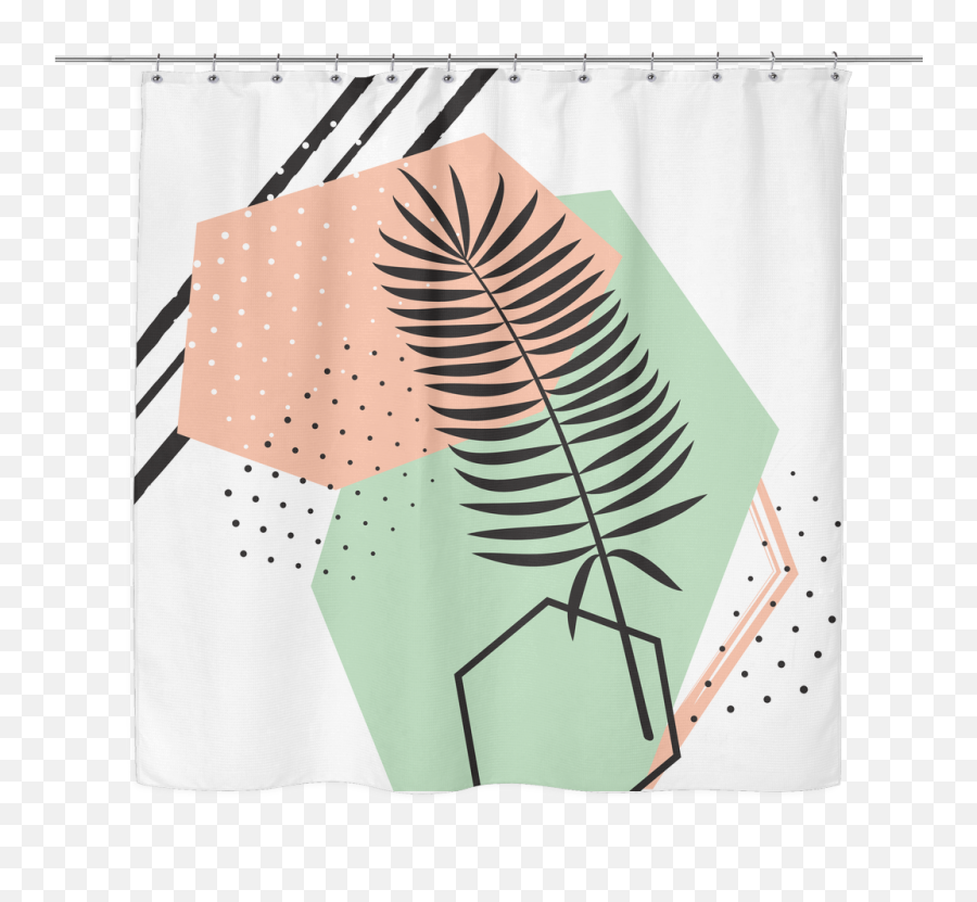 Vapor Wave Palm Frond Shower Curtain - Bed Skirt Png,Palm Frond Png