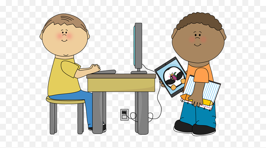 Classroom Clipart Technology - Student Using Computer Clipart Png,Classroom Png