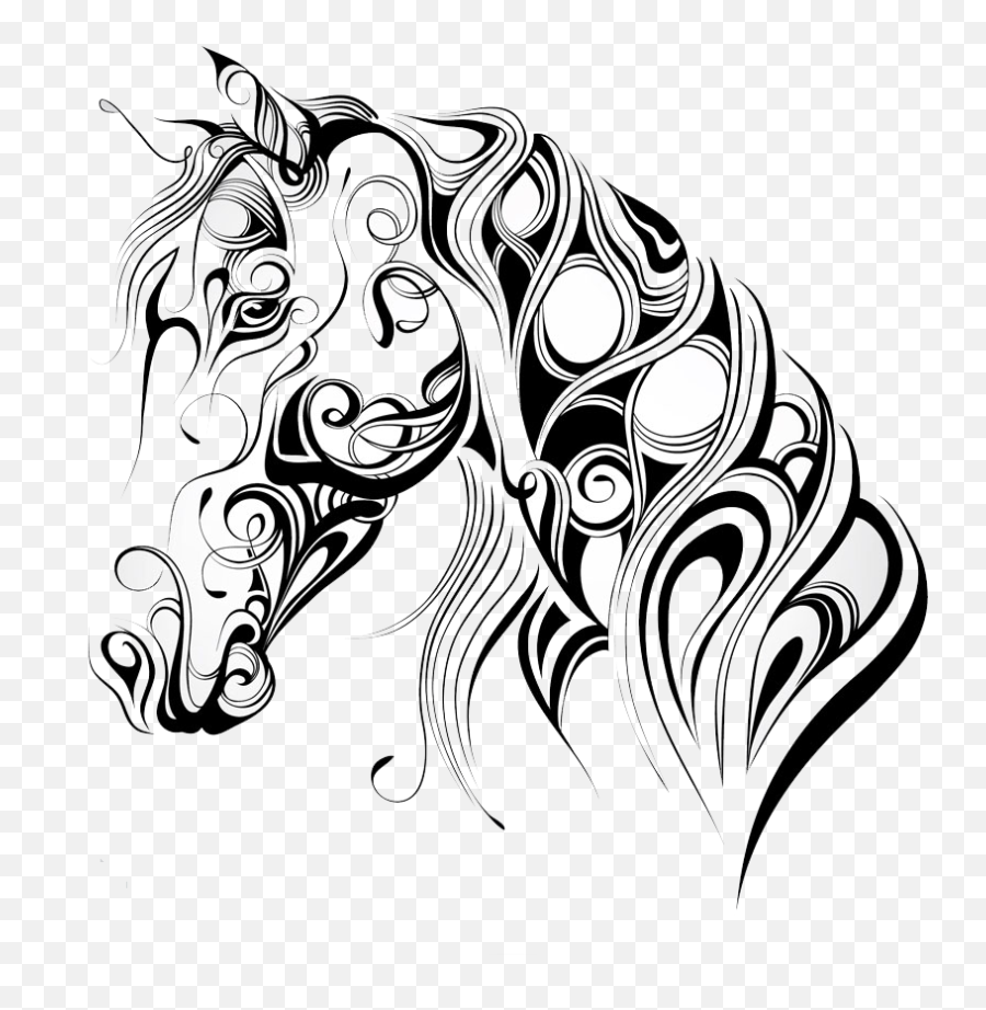 American Quarter Horse Mustang Silhouette Head Mask - Outline Horse Head Silhouette Png,Cartoon Horse Png