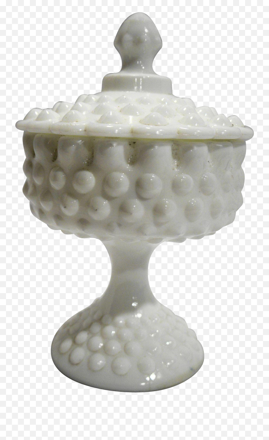 Download Fenton Hobnail White Milk Glass Candy Box Pedestal Png