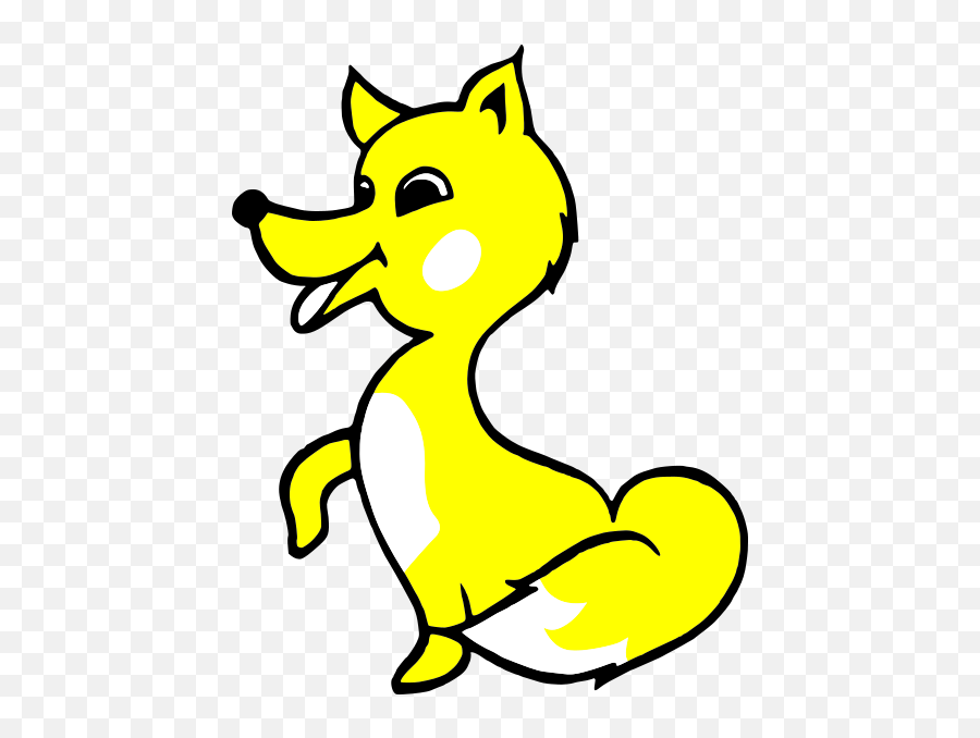 Yellow Fox Kid Clip Art - Animals Clipart Black And White Png,Fox Clipart Png