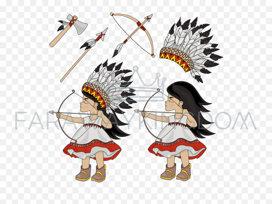 Indians Hunter Pocahontas Princess Vector Illustration Set - Stock Illustration Png,Pocahontas Png