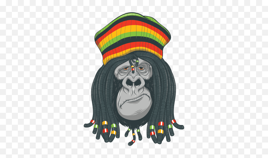 Printed Vinyl Jamaican Rasta Gorilla Stickers Factory - Rasta Farian Png,Gorilla Transparent Background
