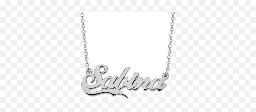 Love Design Jewelry With U2013 Amarleycom - Sabina Name Necklace Silver Png,Fancy Underline Transparent