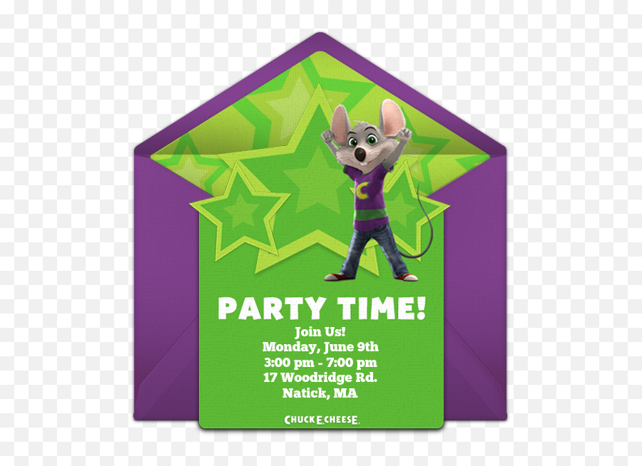 Free Chuck E Cheese Birthday Star Online Invitation - Template Chuck E Cheese Invitations Png,Chuck E Cheese Png